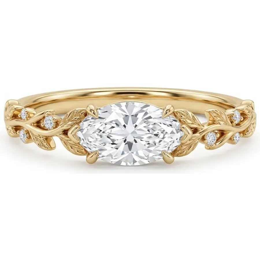 1-3CT East-West Marquise Cut Lab Grown Diamond Engagement Ring