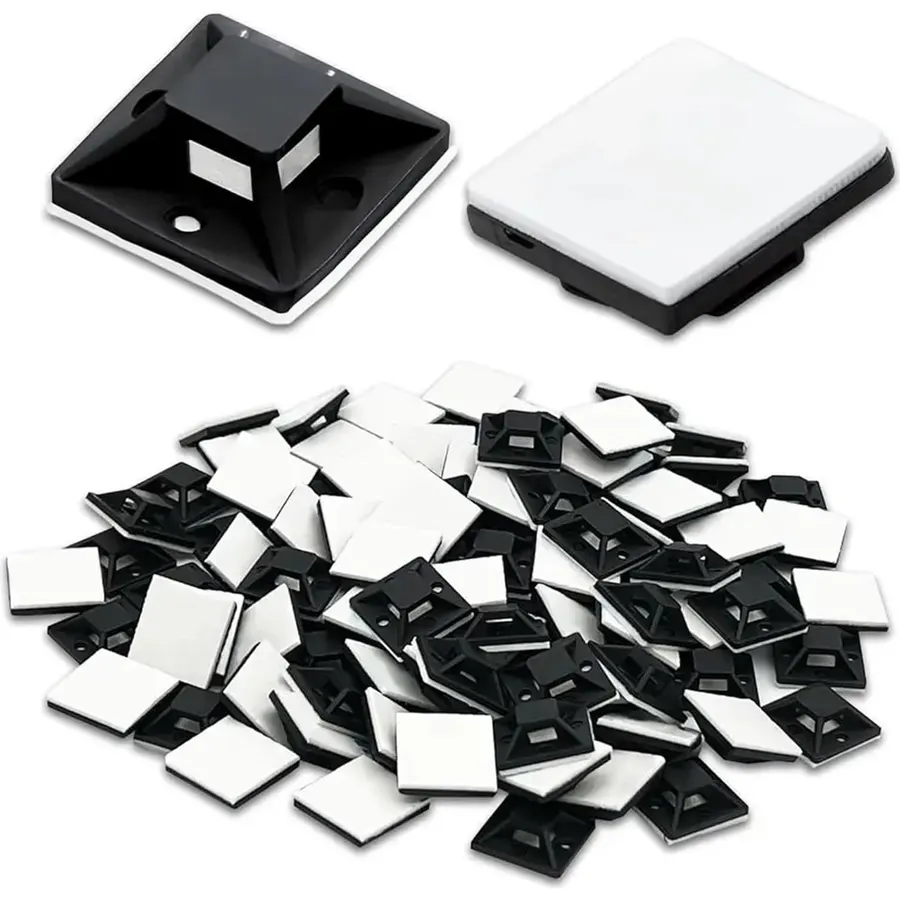 100 Pack Adhesive Cable Zip Tie Mounts Nylon Wire Clips