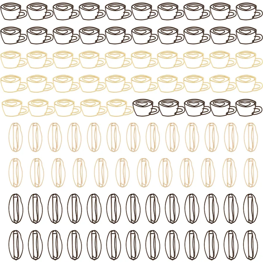 100 Pack Coffee Cup Coffee Bean Paper Clips Planner Clip