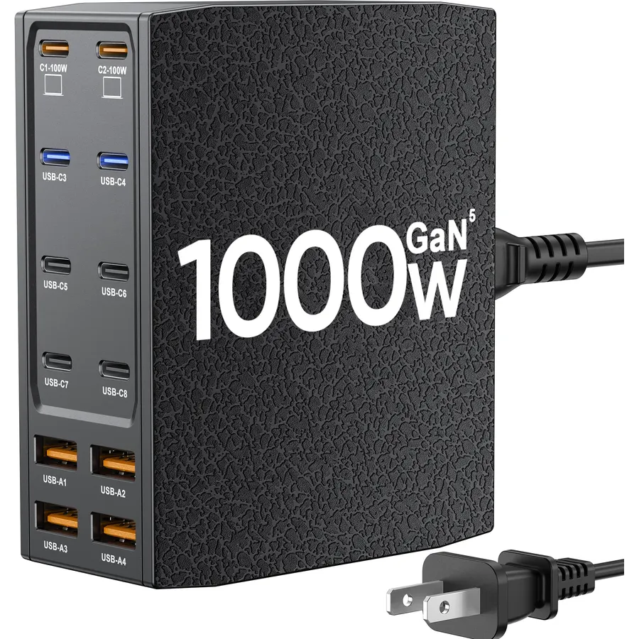 1000W USB Charging Station,12-Port USB C Charger Block with Dual 100W PD