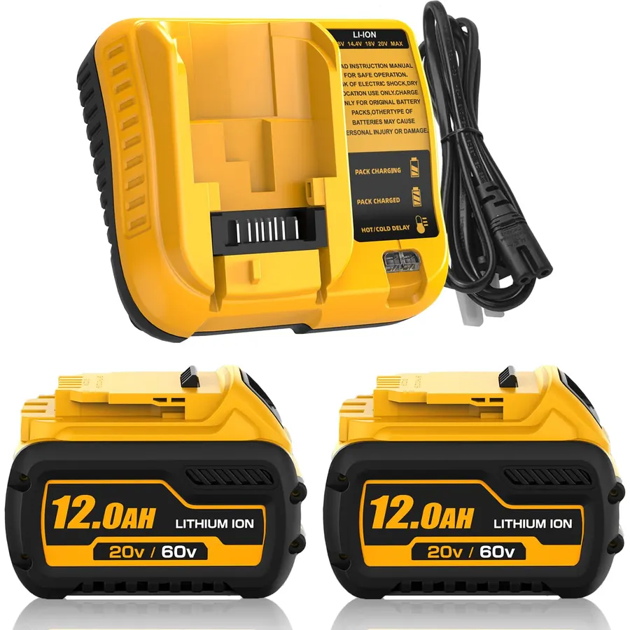 12.0Ah Replacement for Dewalt 20V/60v Flexvolt Battery and DCB107 Charger