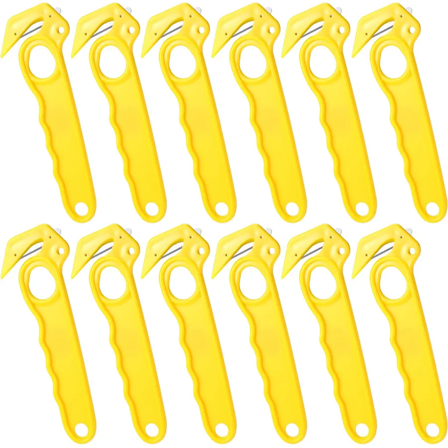12 Pcs Safety Box Cutter Metal Detectable Blade Steel, Yellow