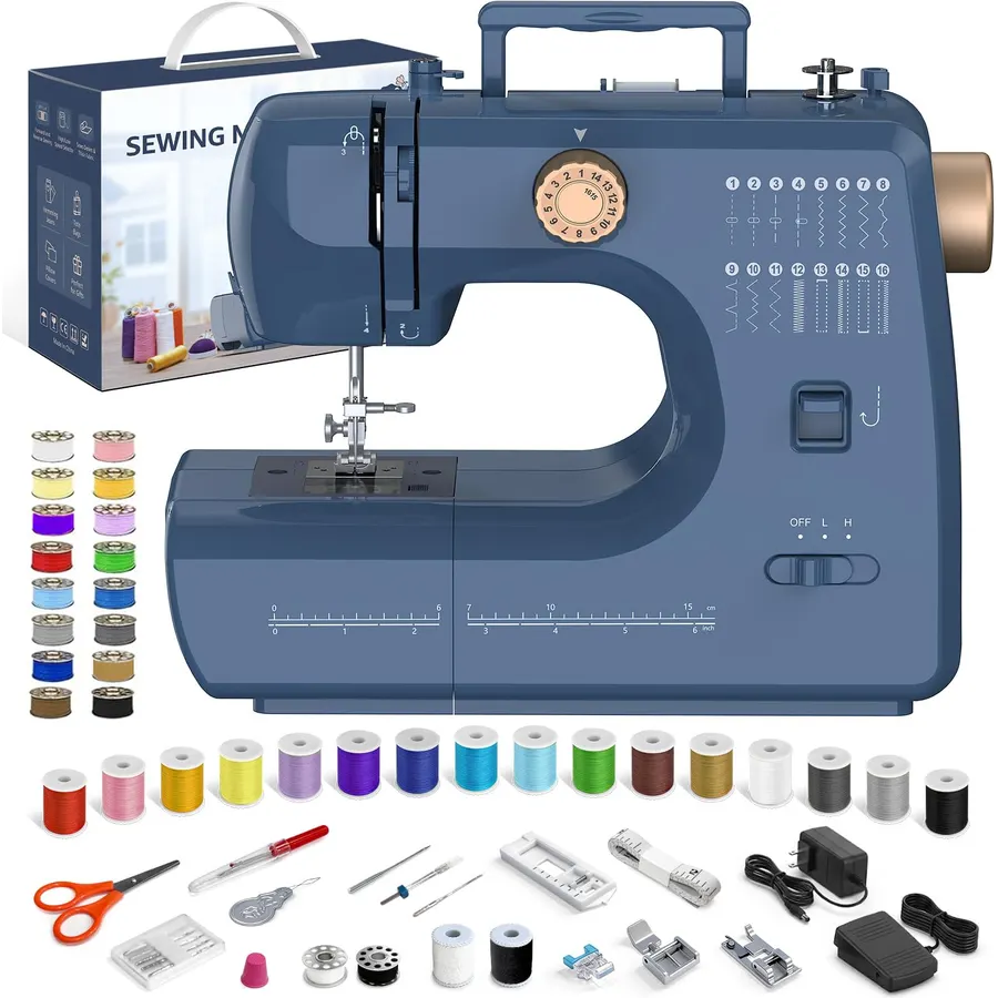 12V 24W Motor Portable Sewing Machine for Home Mending & Denim