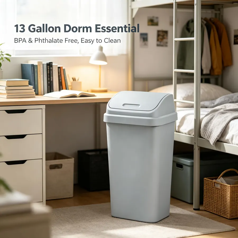 11 Gallon Garbage Bin Plastic Kitchen Trash Can with Lift-Top Lid, Black