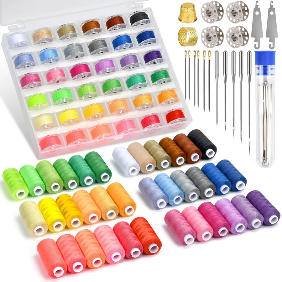 72Pcs Sewing Thread kit, 36 Assorted Colors Polyester Threads with Spools