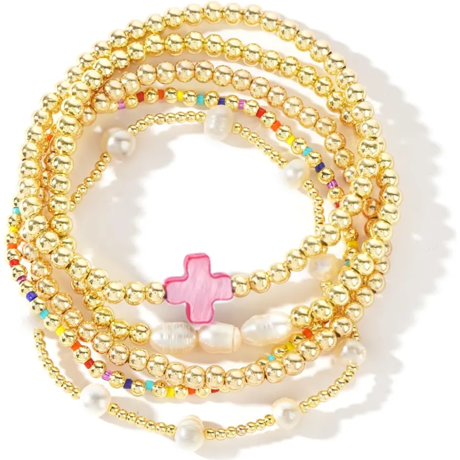 Tungary Pearl Jewelry Set for Women Adjustable Necklace Bracelet Earrings