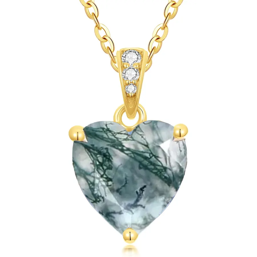 14K Solid Gold Birthstone Heart Necklace, Dainty Yellow Gold Colored Gemstone Heart Pendant Forever Love Jewelry Gift for Women, Mom, Wife 16"-18"