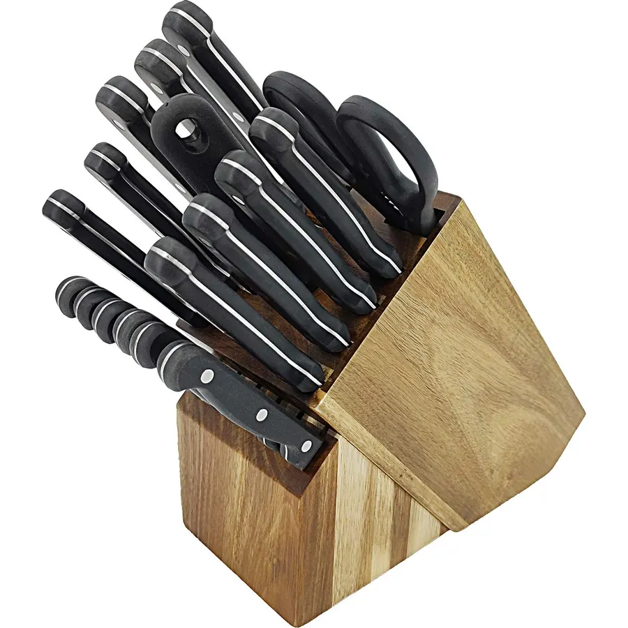 17-Piece Kitchen Cutlery Block Set Stainless Steel Chef Wood Professional 15276NEW