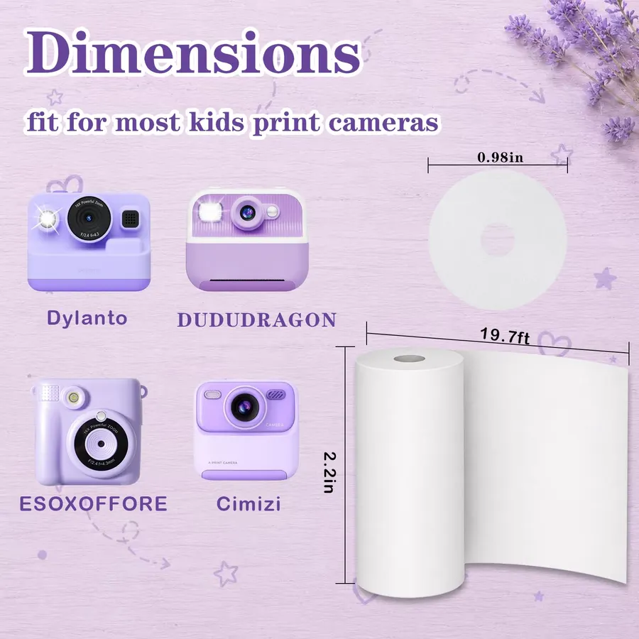 16 Rolls Kids Camera Instant Print Refill Paper Set, Phetium HD Printing Thermal Paper for Most Kids Instant Camera Photo Print (White-16 Rolls)