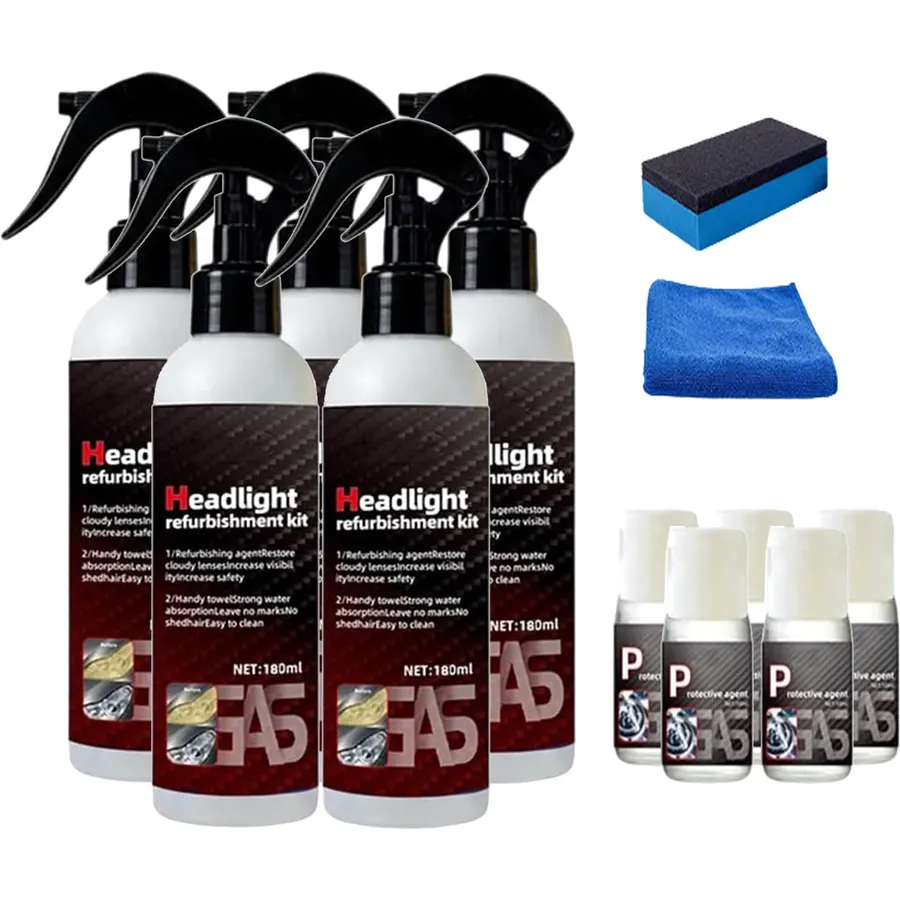 180ml Enhanced Headlight Restoration kit, for All Types of Headlights (5PC)