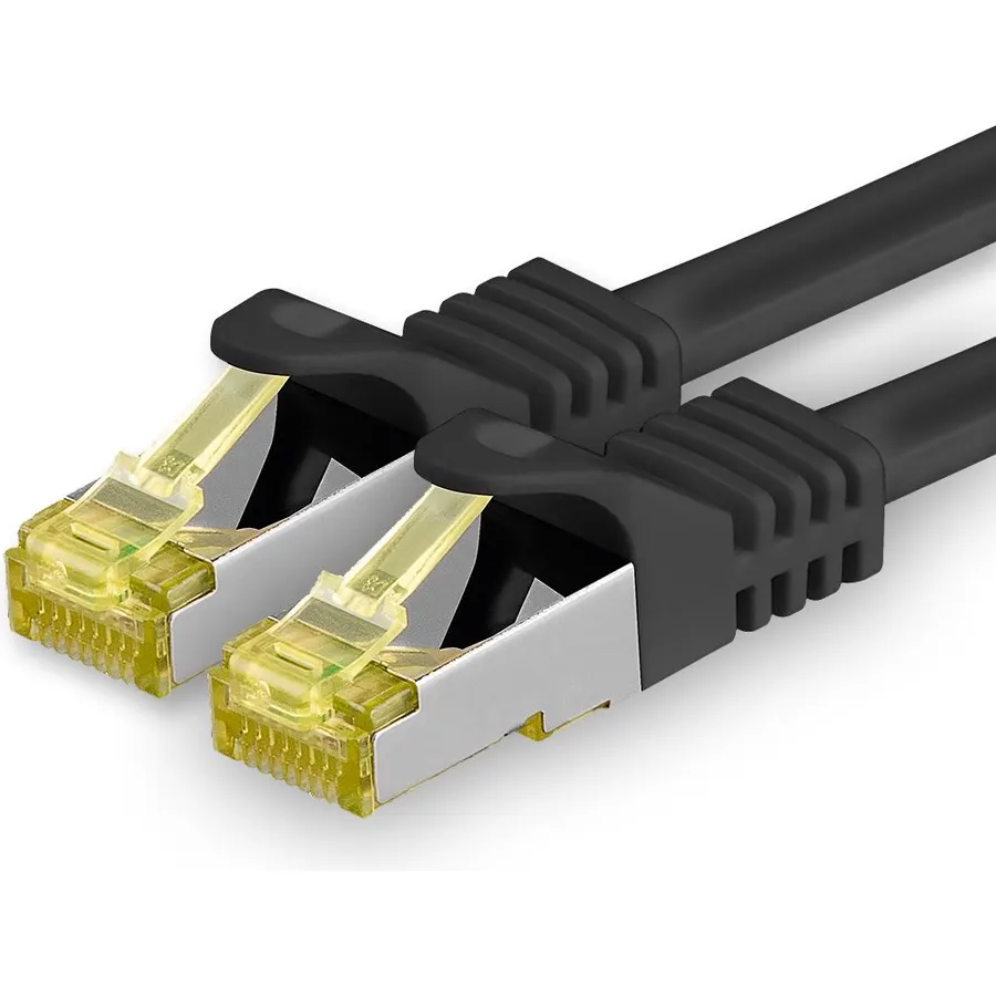 1aTTack.de Cat.7 Patch Cable Set S/FTP (PiMF) Ethernet LAN Network Cables 10 Gigabit/s High Speed 600 MHz with Locking Protection Halogen-Free (LSZH) Schwarz - 1 Piece 20m