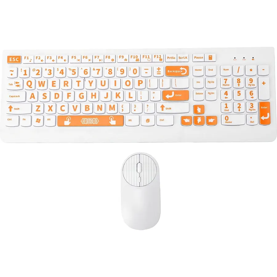 2.4G Wireless Large Print Keyboard and Mouse Combo with USB