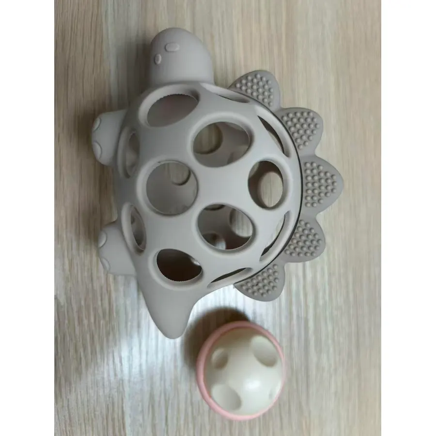 2-in-1 Baby Teething Rattle Toy, Dinosaurs Teether for Infants 3-12 Months