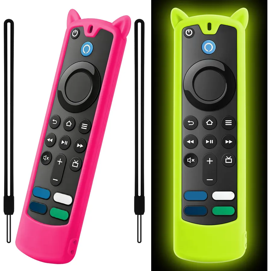 [2 Pack] Wevove Firestick Remote Cover Compatible with Alexa Voice Remote 4k/Lite (3rd Gen), Firesticktvs Remote Case with Wrist Strap, for Firetv Stick Cover Glow in the Dark