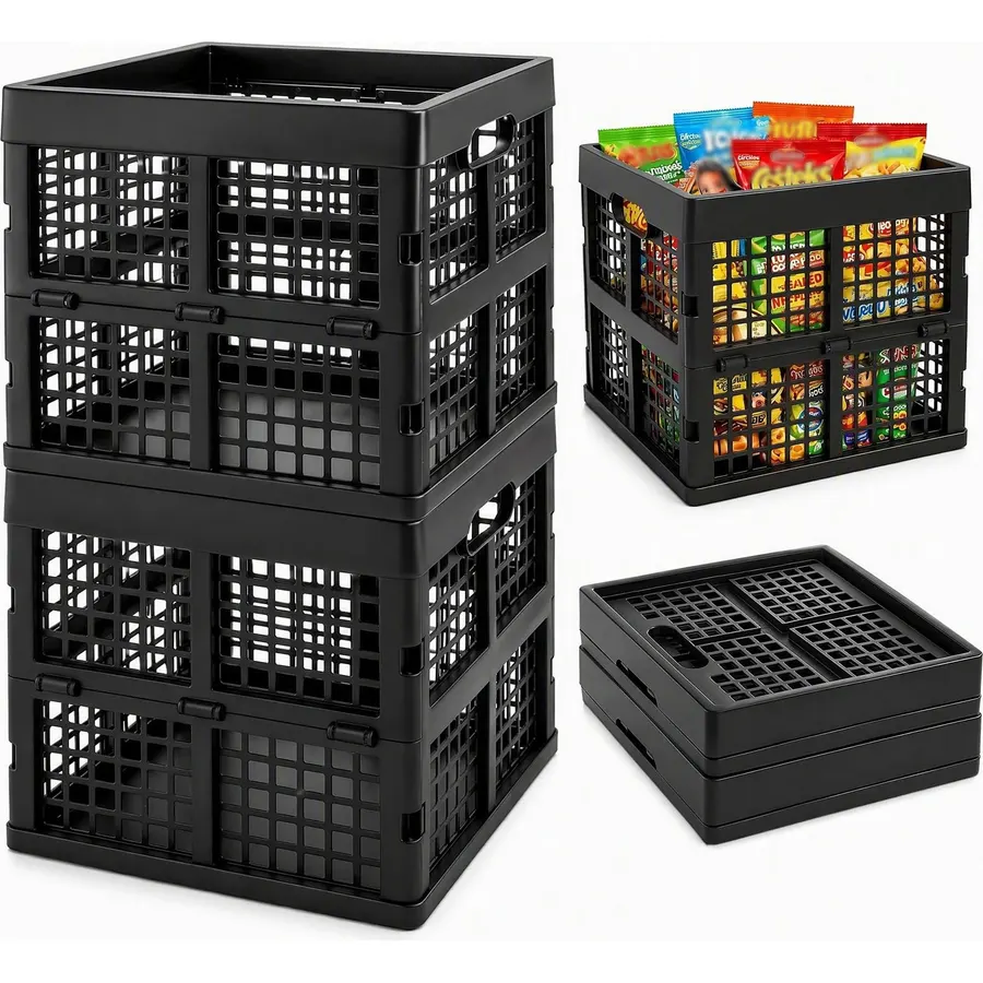 2 Pcs 18L Stackable Storage Bins Box with Handles, Fortable Milk Crates