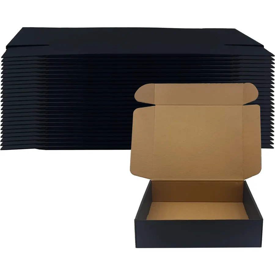 20 Pack 12x10x3 inch Black Shipping Boxes, Corrugated Cardboard Mailer Box