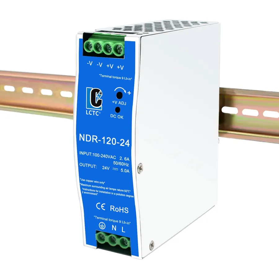 24VDC Power Supply NDR 120W DIN Rail Power Supply Switch Switching Converter DC 24V DC Power Adapter (Input 100-240VAC Output 24VDC 50/60HZ 24V 5A)