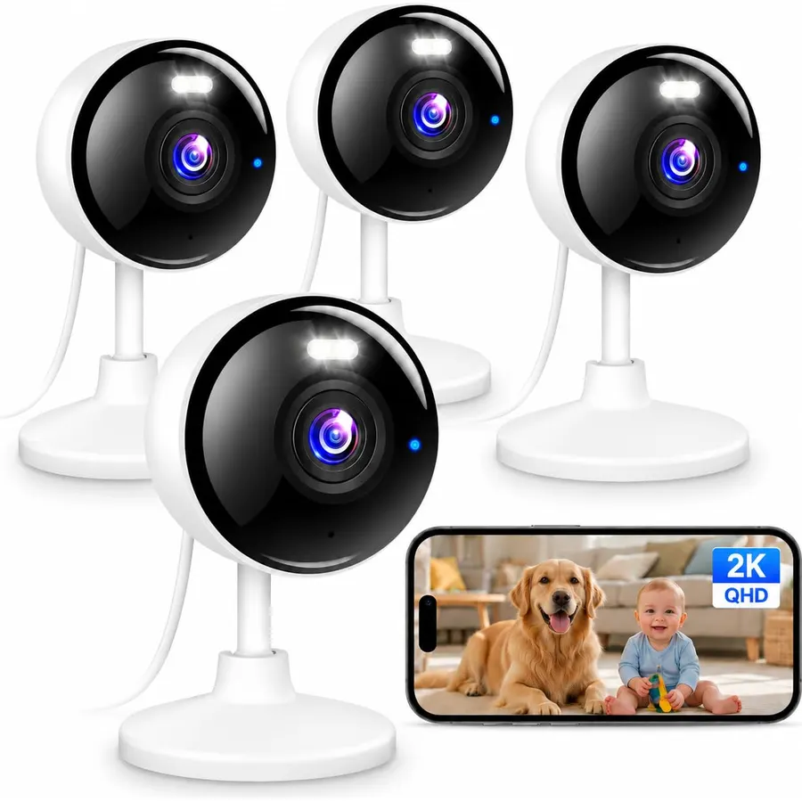 2K Security Cameras 4 Pack, Home Cameras Indoor/Outdoor for Baby/Pet