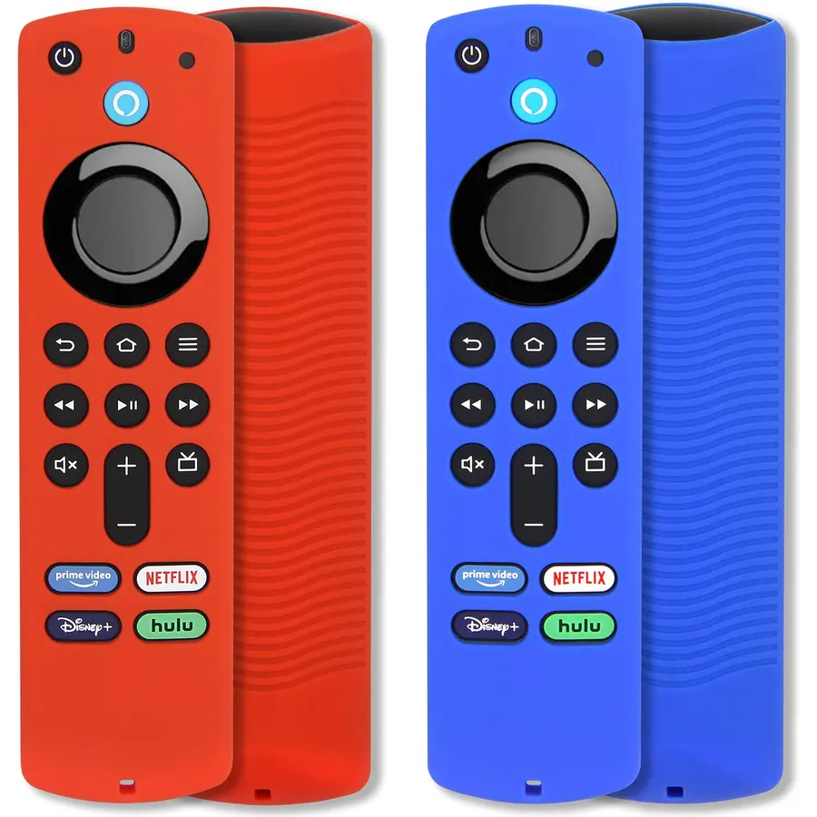 2pcs Remote Cover Case Compatible with Fire TV Stick 4K Alexa Voice Remote 3rd Gen/Insignia, Silicone Sleeve with Wrist Strap (Red, Blue) (NOT for HD/4K 2nd 2024)
