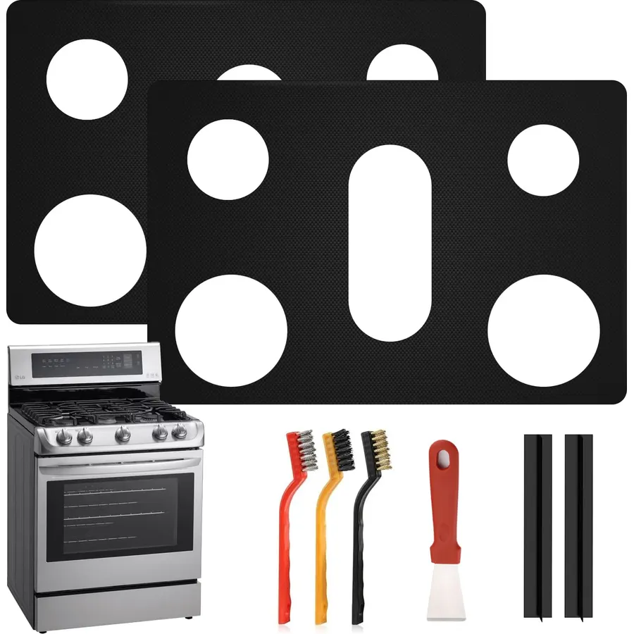 2Pcs Stove Guard for LG Gas Ranges Stoves, Stove Top Covers for Gas Burners - 5 Burner Reusable Gas Stove Protectors, Non-Stick & Washable (LDG4315/4313 LRG4115/4113 LDGL5825/5925...)
