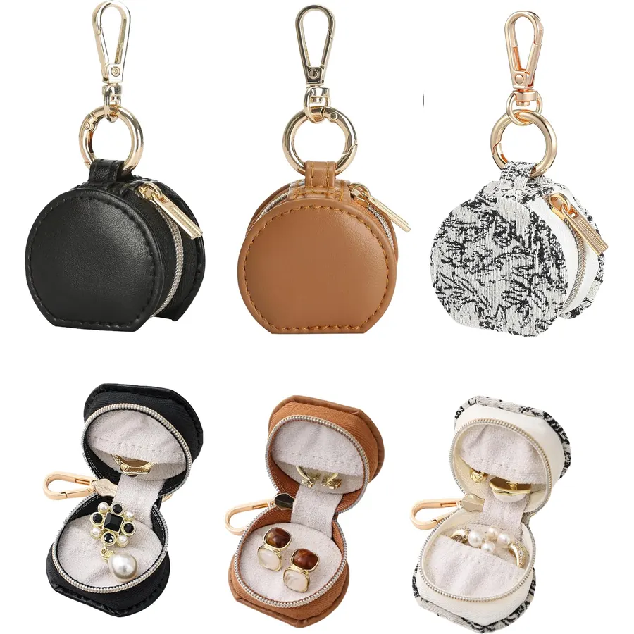 3 Pcs Travel Jewelry Ring Box Keychain, Portable Jewelry Holder for Rings
