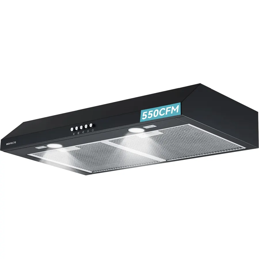 30" Under Cabinet Range Hood, 550 CFM Strong Airflow, Black