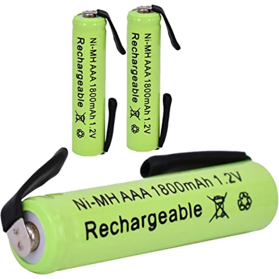 【3pcs】 AAA 1800mah 1.2v Ni-mh with Solder Tabs Rechargeable Battery Cell, for Electric Shaver, Razor, Toothbrush