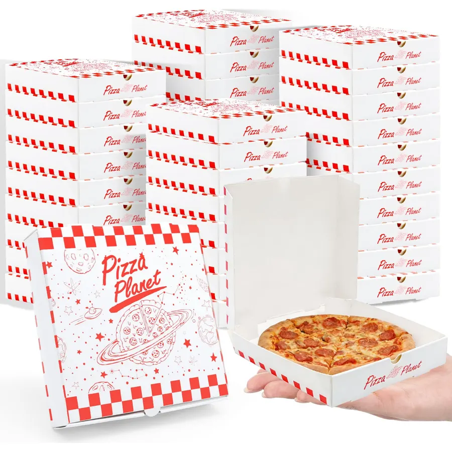 40 PCS Pizza Boxes Bulk 6" x 6" Mini Pizza Boxes Disposable Pizza Box for Cake Cookies Food for Inspired Story Party Favor Party Decorations