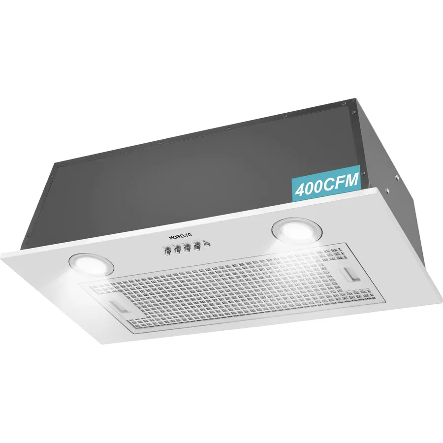 400CFM Built-In/Insert Range Hood 24 Inch - Convertible Ducted/Ductless Kitchen Vent with 3-Speed, 2×3W LED Lights & 6-Layer Grease Filters