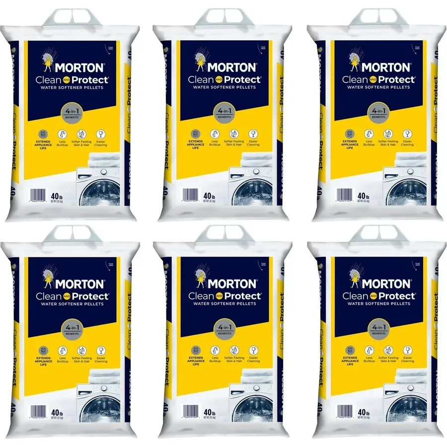 40lb Bags, Morton Clean and Protect Water Softener Salt Pellets (Pack of 6)