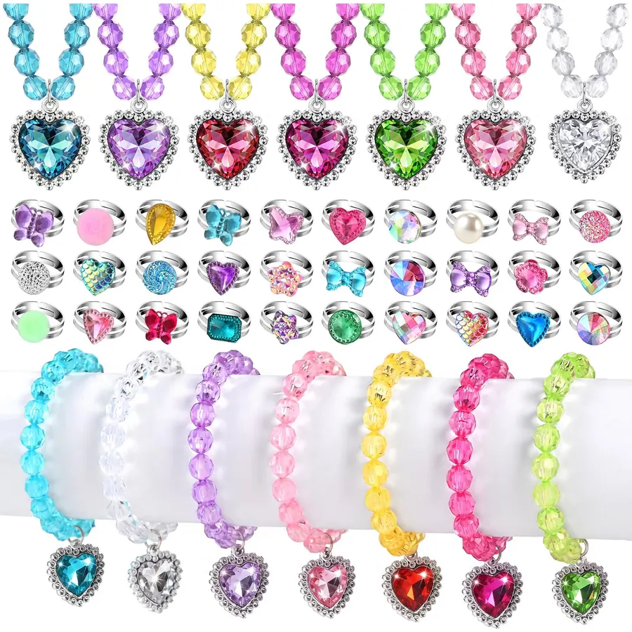 44pcs Princess Jewelry Party Favors, Kids Jewelry for Girls