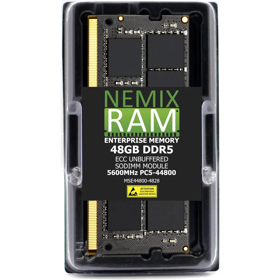 48GB DDR5 5600MHz PC5-44800 2Rx8 1.10V CL46 262-PIN ECC SODIMM NEMIX RAM Laptop/NAS Memory Compatible with X14SAV-F Motherboard