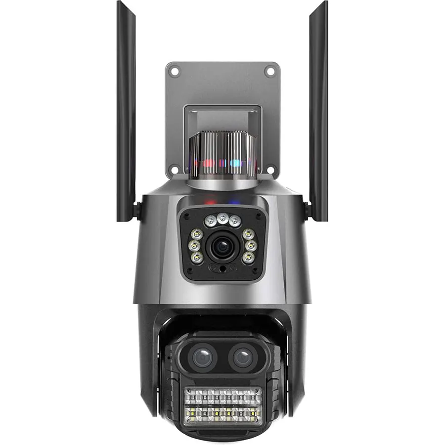 4K Outdoor Wireless Security Camera, 9Mpx, 8X Zoom, Two-Way Audio, Motion Detection, Siren Light, Alexa Compatible (Black)