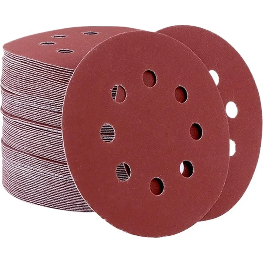 5/10/100pcs 5" 125mm 8 Hole Hook Loop Sanding Discs Sandpaper Pads Set 60Grits ~ 2000Grits Sander Disc Abrasive Polishing Tools(180 Grits,10pcs)