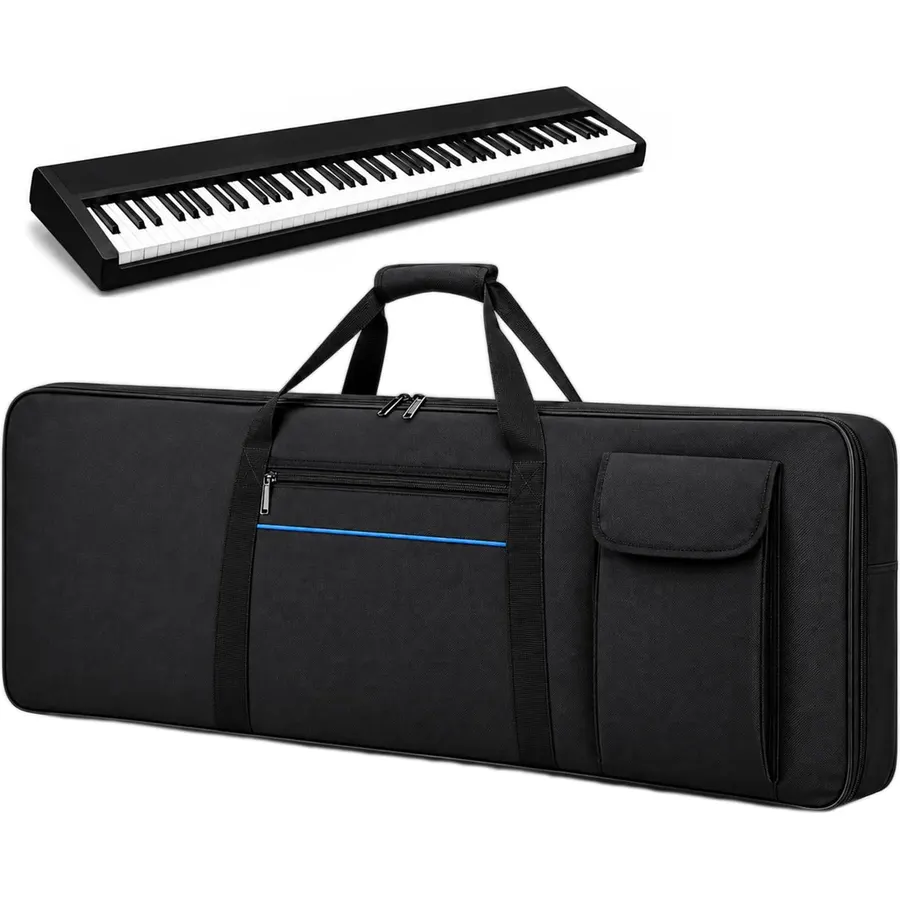 61 Key Keyboard Bag for Roland Fantom-6, Padded Keyboard Carrying Case with Zipper, Shoulder Straps, Handle, Storage Pocket, Water-Resistant Oxford Fabric,L(102 x 44 x 15cm)