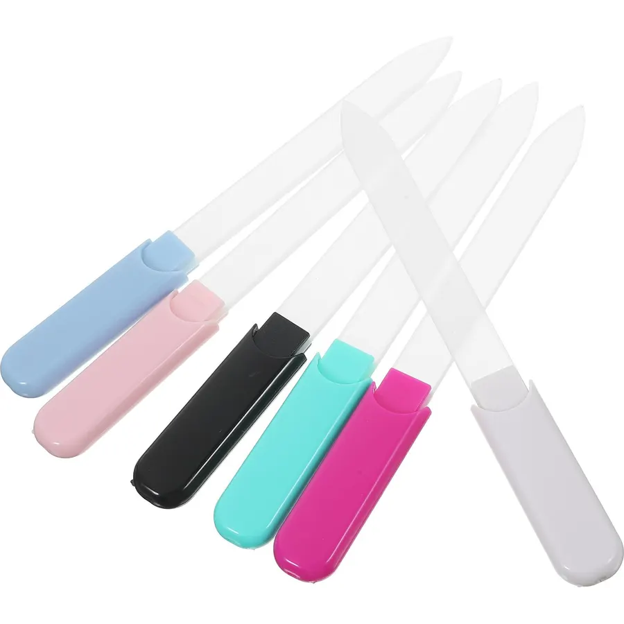 6pcs Glass Nail File for Manicure, 14cm Crystal Fingernail Tool