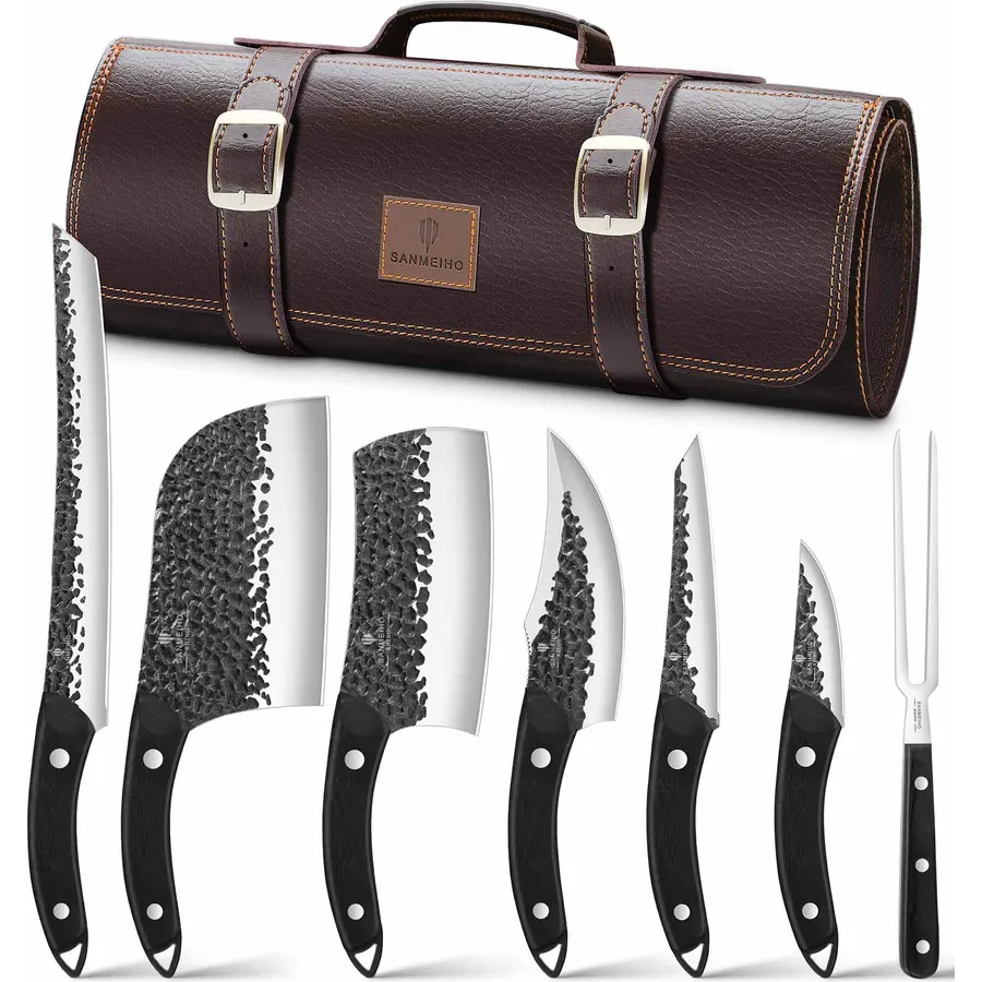 8 PCS Butcher Knife Set, Japanese Kitchen Chef Knife Set