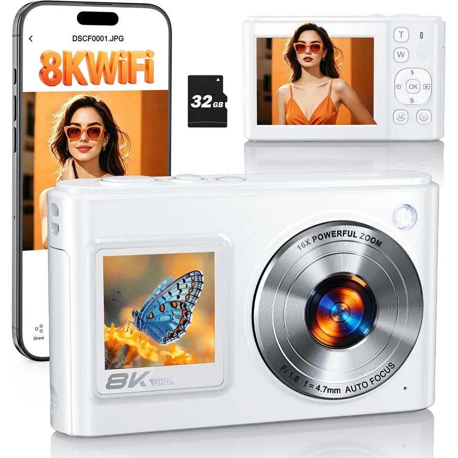 8K Digital Camera for Photography 96MP WiFi Dual Screen Camera for Kids