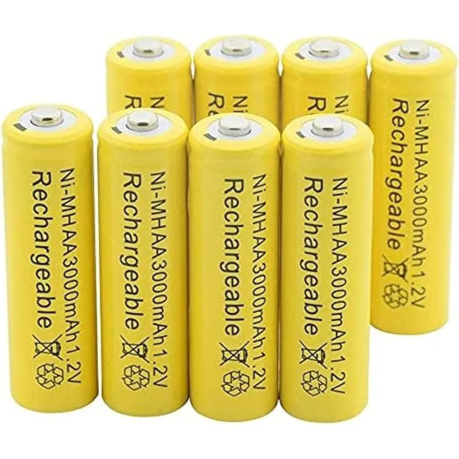 【8Pcs】 aa Rechargeable 1.2V Aa 3000mAh Yellow Rechargeable Pre Stay Charge Ni-Mh Cells Rechargeable Batteries Lr6 Hr6 Kaa