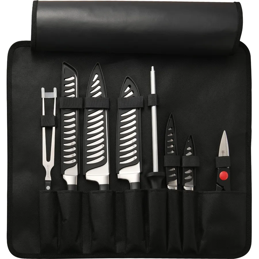9-Piece Portable German Steel Knife Set with Roll Bag