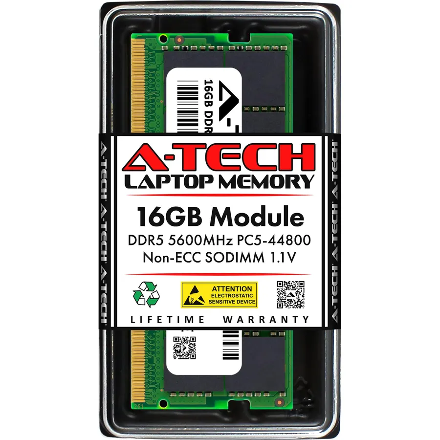 A-Tech 16GB DDR5 5600MHz PC5-44800 CL46 SODIMM 1.1V Non-ECC Unbuffered SO-DIMM 262-Pin Laptop Computer RAM Memory Upgrade Module