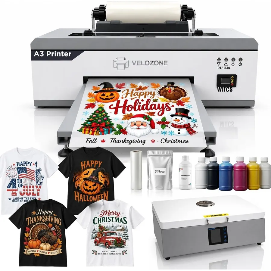 A3 DTF Printer with Oven, R1390, 300 mm, White Ink Circulation