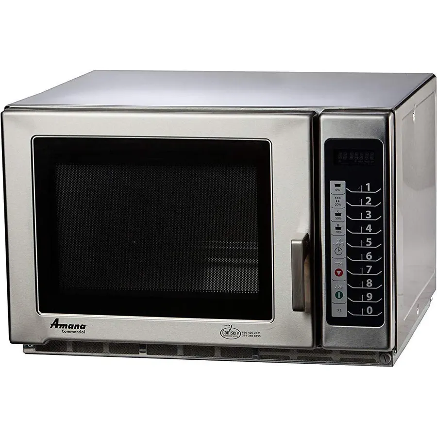 Amana RFS12TS Medium Duty Stainless Steel Commercial Microwave with Push Button Controls - 120V, 1200W