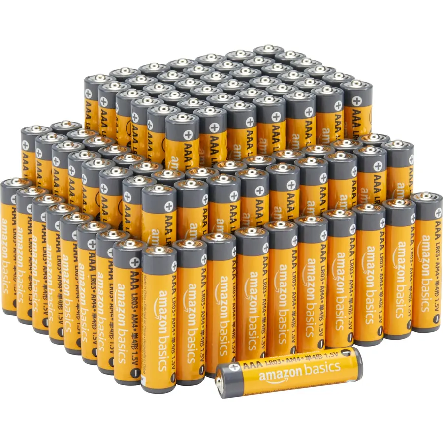 Amazon Basics AAA Long-Lasting Alkaline Batteries, 100-Count, 1.5 Volt, 10-Year Shelf Life, Reliable for Multiple Devices