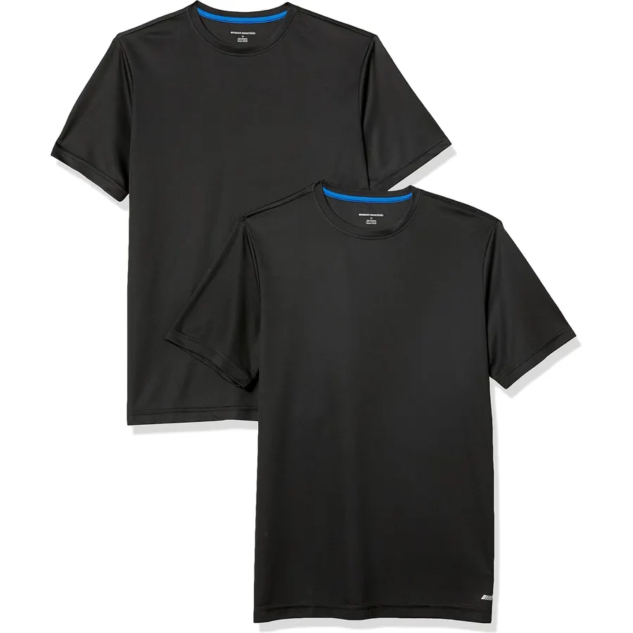 Amazon Essentials Men's Moisture Wicking Breathable Active Performance Tech Gym T-Shirts, Pack of 2