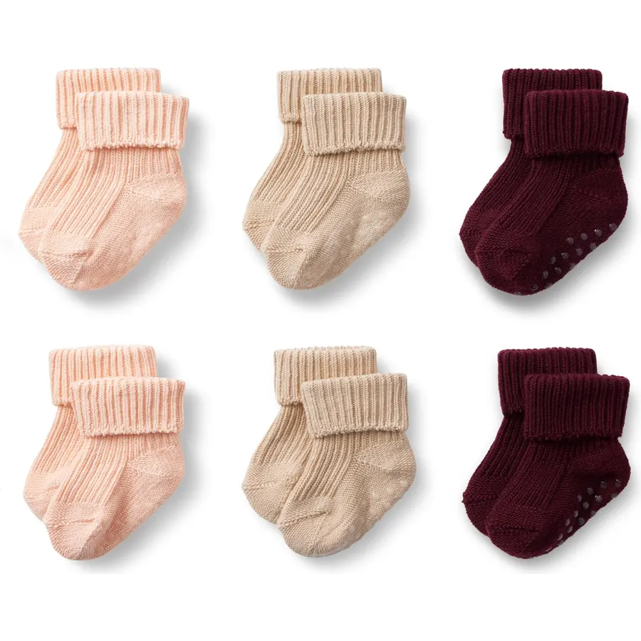 Amazon Essentials x Sofia Grainge Unisex Toddlers and Babies' Knitted Turn Cuff Socks with Non-Slip Grippers, 6 Pairs
