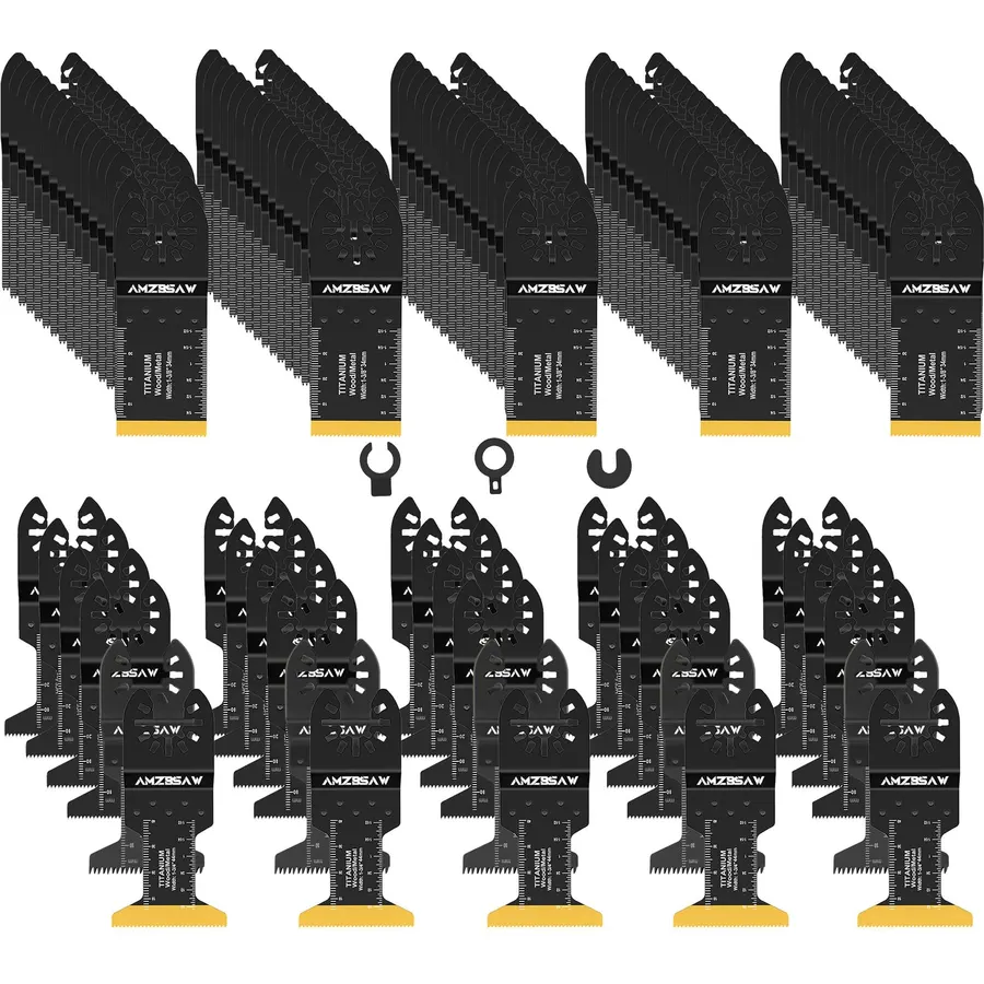 AMZBSAW 110PCS Oscillating Saw Blades for Wood, Plastic & Soft Metal