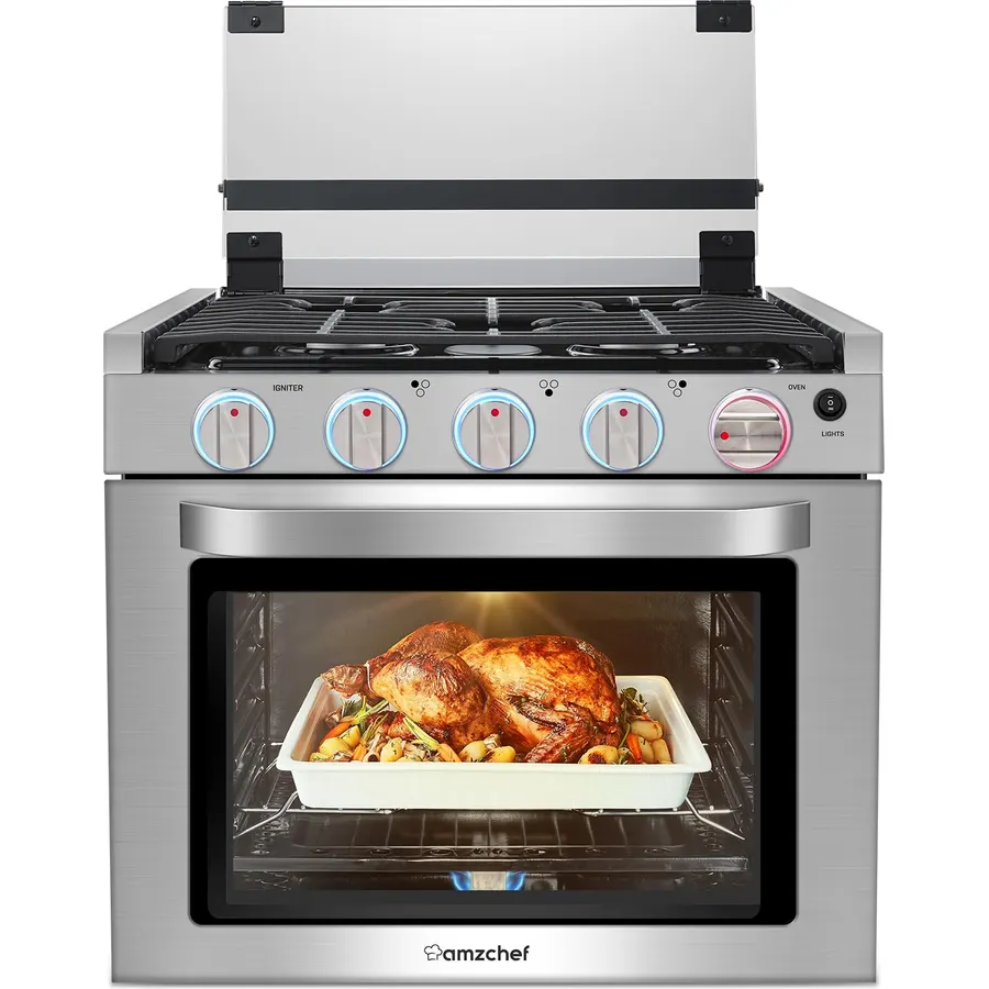 AMZCHEF 21 Inch RV Gas Range, 3 Burners 28,100 BTU Oven for RV/Camper/Trailer