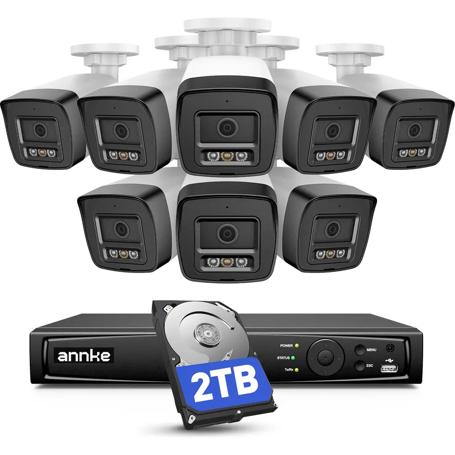 ANNKE 16 Channel Security Camera System 5MP PoE, Two-Way Audio, 2TB HDD