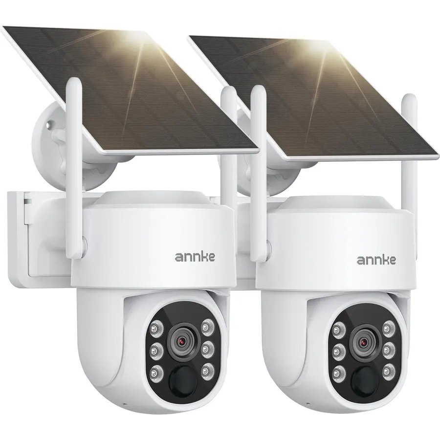 ANNKE 4MP Solar Security Cameras Wireless Outdoor, 2 Pack, Human Detection